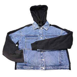 Spencer Badu Paneled Denim Jacket in Blue Black